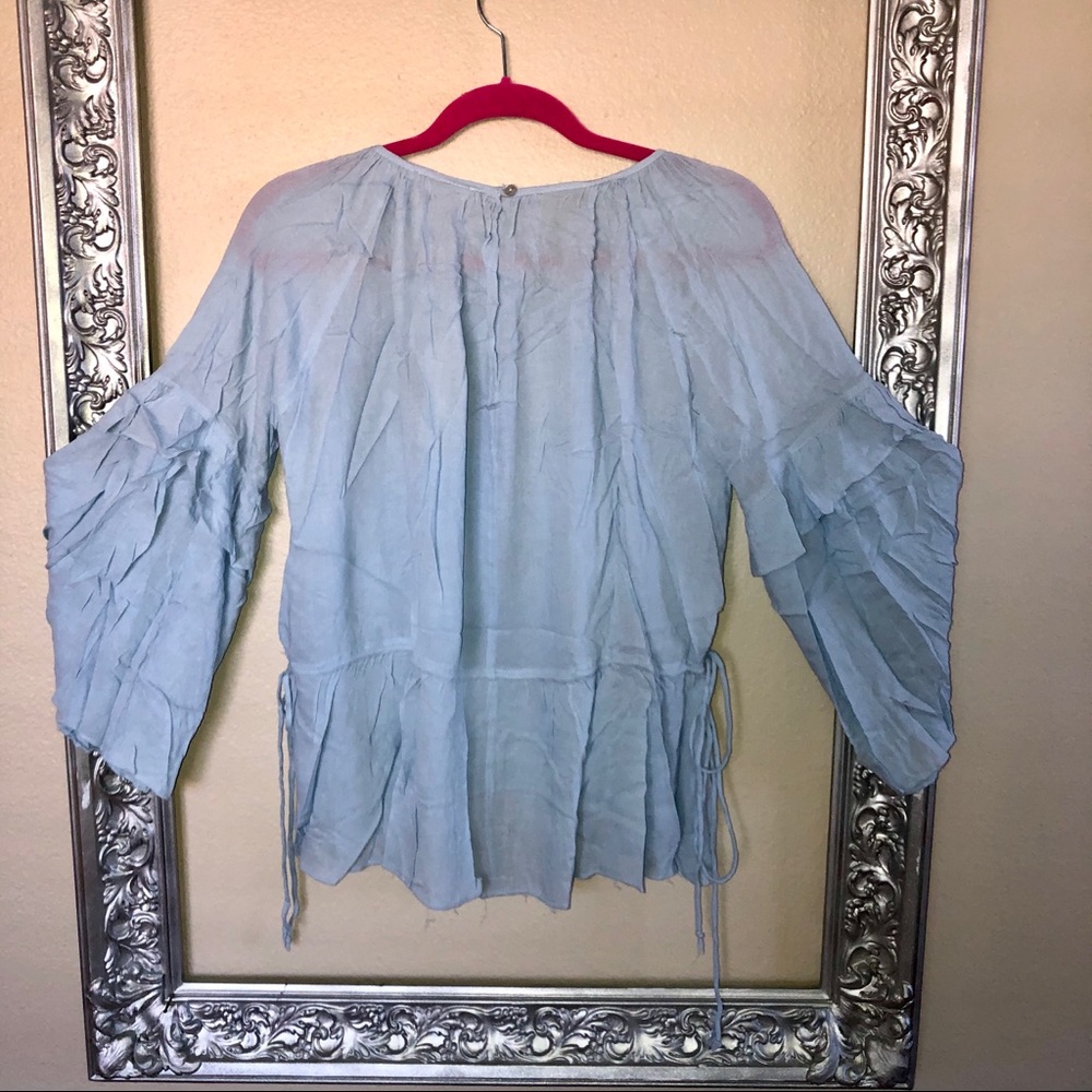 Flowy Blue Bell Sleeve Blouse - Picture 11 of 11